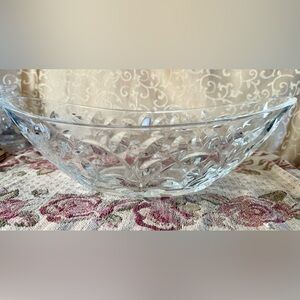 NIB Large RCR 24% Lead Crystal Laurus Centerpiece Bowl Made In Italy